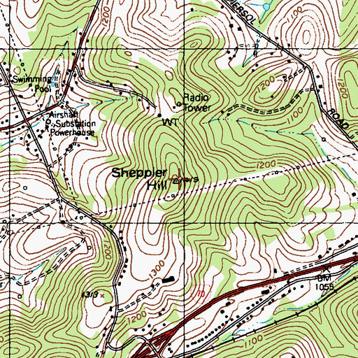Topographic Map of Sheppler Hill, PA