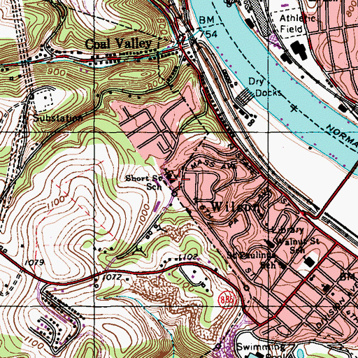 Topographic Map of Short Street School, PA