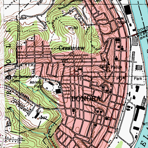 Topographic Map of Sixth Street School, PA
