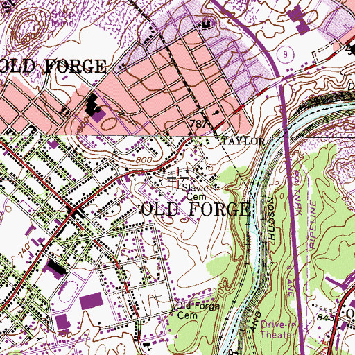 Topographic Map of Slavic Cemetery, PA