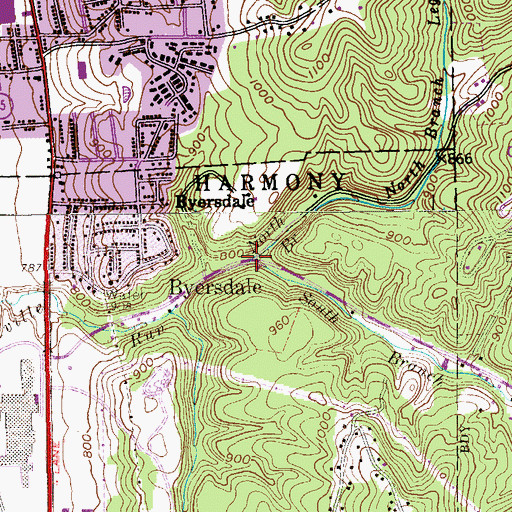 Topographic Map of South Branch Legionville Run, PA