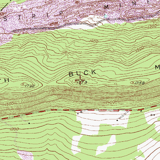 Topographic Map of South Buck Mountain, PA