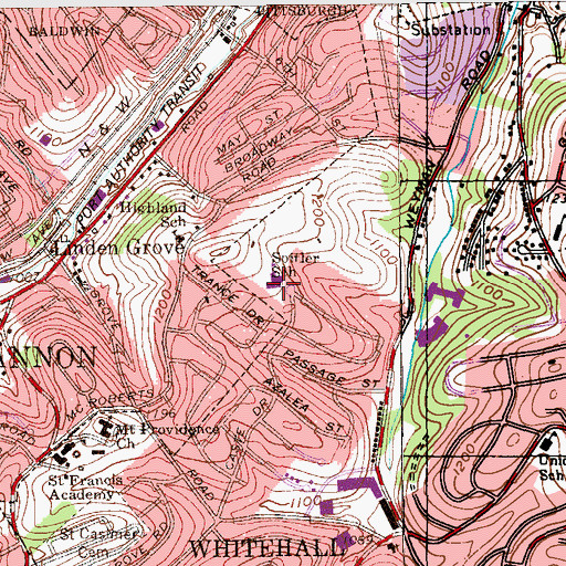 Topographic Map of Spitler School, PA