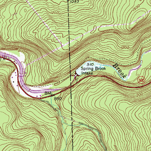 Topographic Map of Spring Brook Intake, PA
