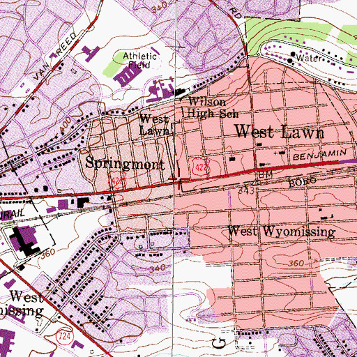 Topographic Map of Springmont, PA