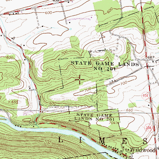 Topographic Map of State Game Lands Number 201, PA
