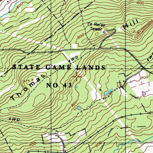 Topographic Map of State Game Lands Number 43, PA