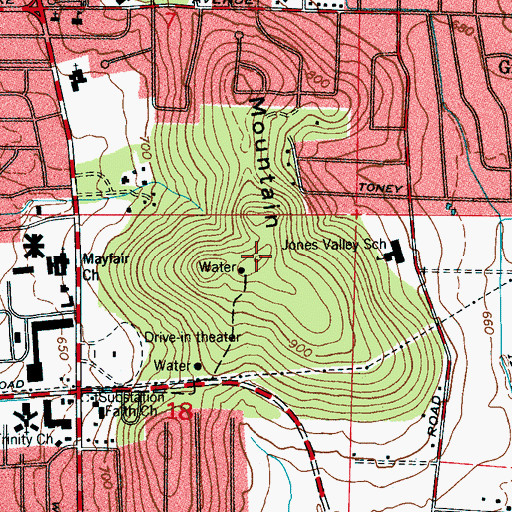 Topographic Map of Garth Mountain, AL