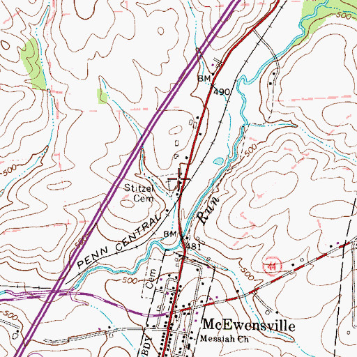 Topographic Map of Stitzel Cemetery, PA