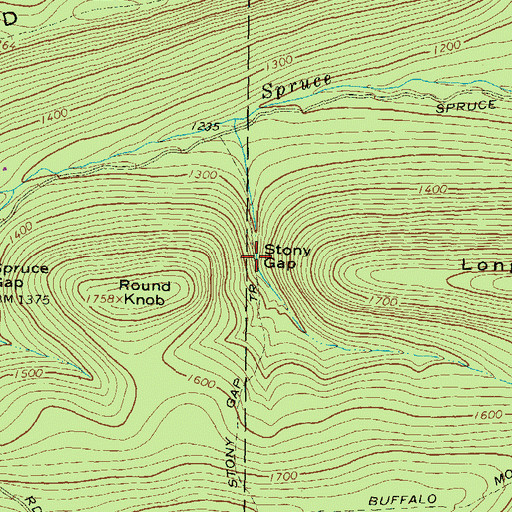Topographic Map of Stony Gap, PA