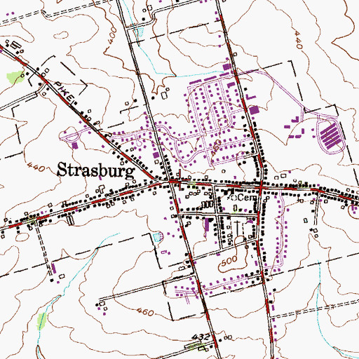 Topographic Map of Strasburg, PA