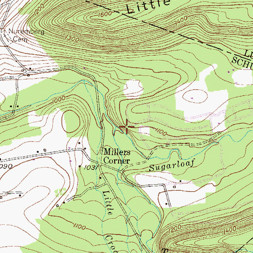 Topographic Map of Sugarloaf Creek, PA