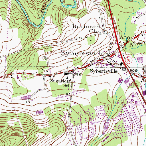 Topographic Map of Sugarloaf School, PA