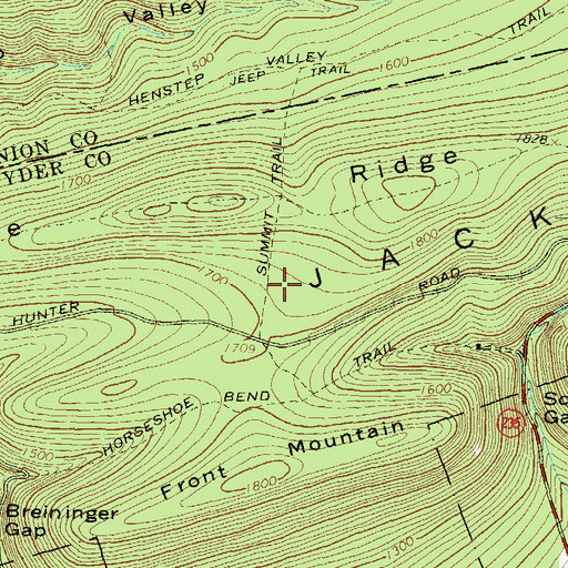 Topographic Map of Summit Trail, PA
