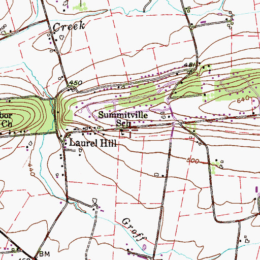 Topographic Map of Summitville School, PA