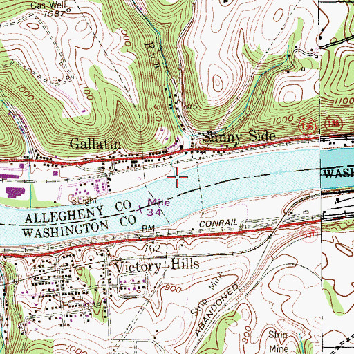 Topographic Map of Sunfish Run, PA