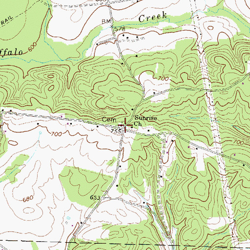Topographic Map of Sunrise Church, PA