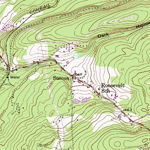 Topographic Map of Suscon, PA