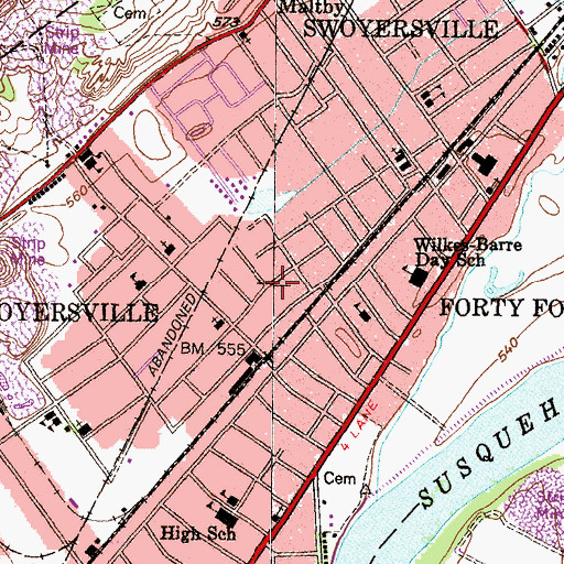 Topographic Map of Swoyersville, PA