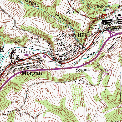 Topographic Map of Sygan, PA