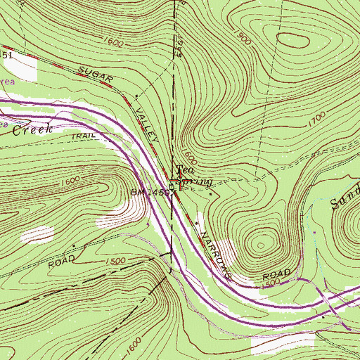 Topographic Map of Tea Spring, PA