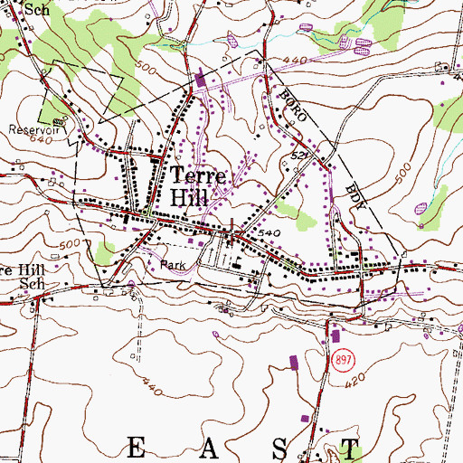 Topographic Map of Terre Hill, PA