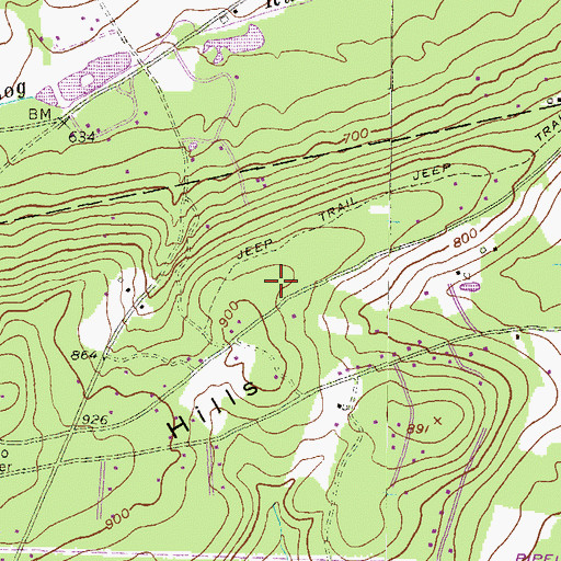 Topographic Map of The Baron Hills, PA