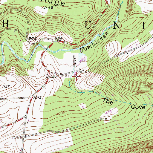 Topographic Map of The Cove, PA