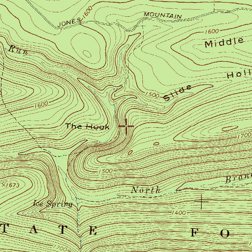 Topographic Map of The Hook, PA