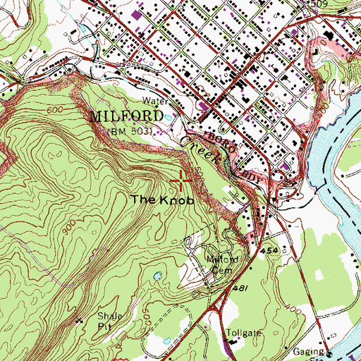 Topographic Map of The Knob, PA