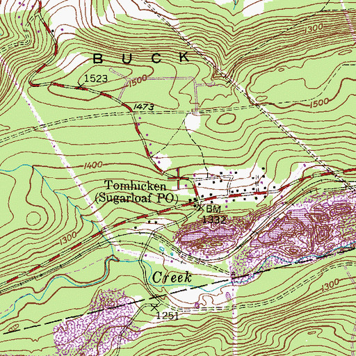 Topographic Map of Tomhicken, PA