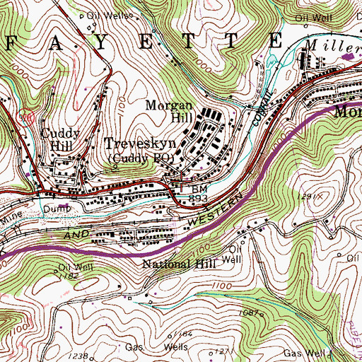 Topographic Map of Treveskyn, PA