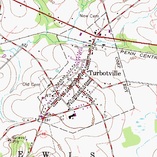 Topographic Map of Turbotville, PA