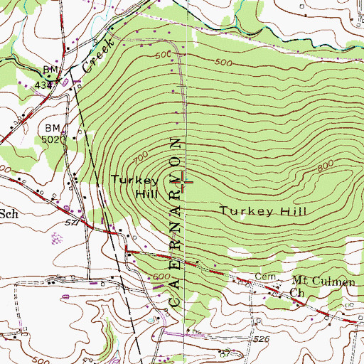 Topographic Map of Turkey Hill, PA