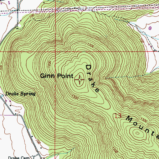 Topographic Map of Ginn Point, AL