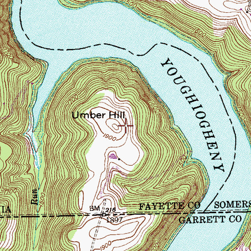 Topographic Map of Umber Hill, PA
