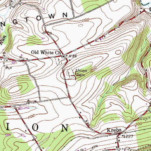 Topographic Map of Union Cemetery, PA
