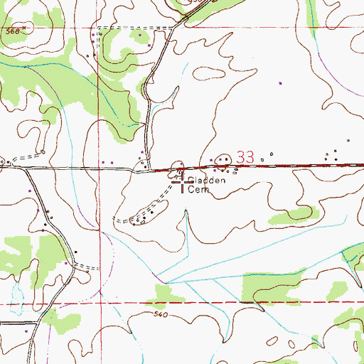 Topographic Map of Gladden Cemetery, AL