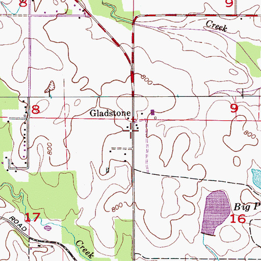 Topographic Map of Gladstone, AL