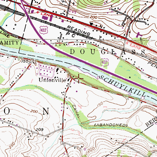 Topographic Map of Unionville, PA