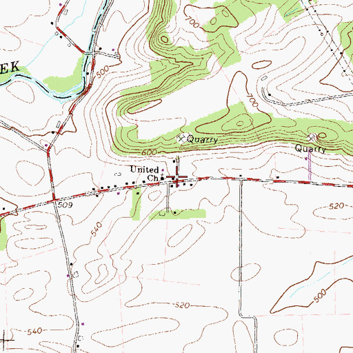 Topographic Map of United Church, PA