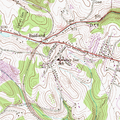 Topographic Map of Valley Inn School, PA