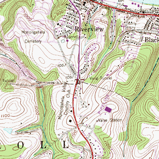 Topographic Map of Vang Tunnel, PA