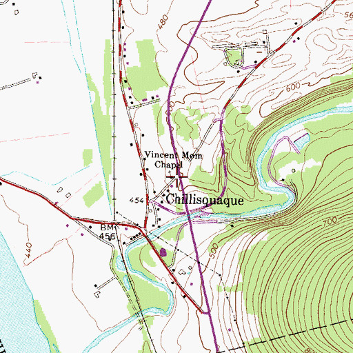 Topographic Map of Vincent Memorial Chapel, PA
