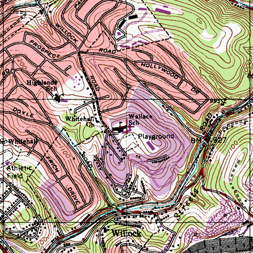 Topographic Map of Wallace School, PA