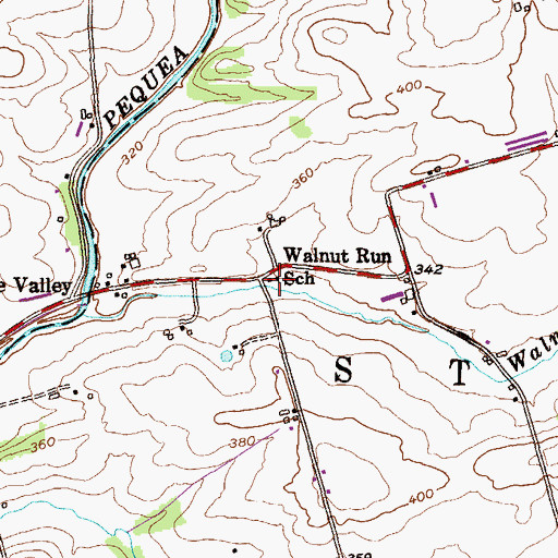 Topographic Map of Walnut Run School, PA