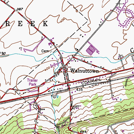 Topographic Map of Walnuttown, PA