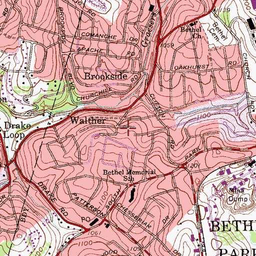 Topographic Map of Walther, PA