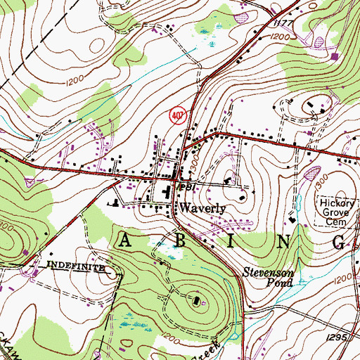 Topographic Map of Waverly, PA
