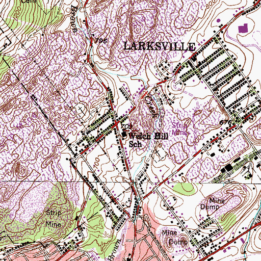 Topographic Map of Welch Hill School, PA